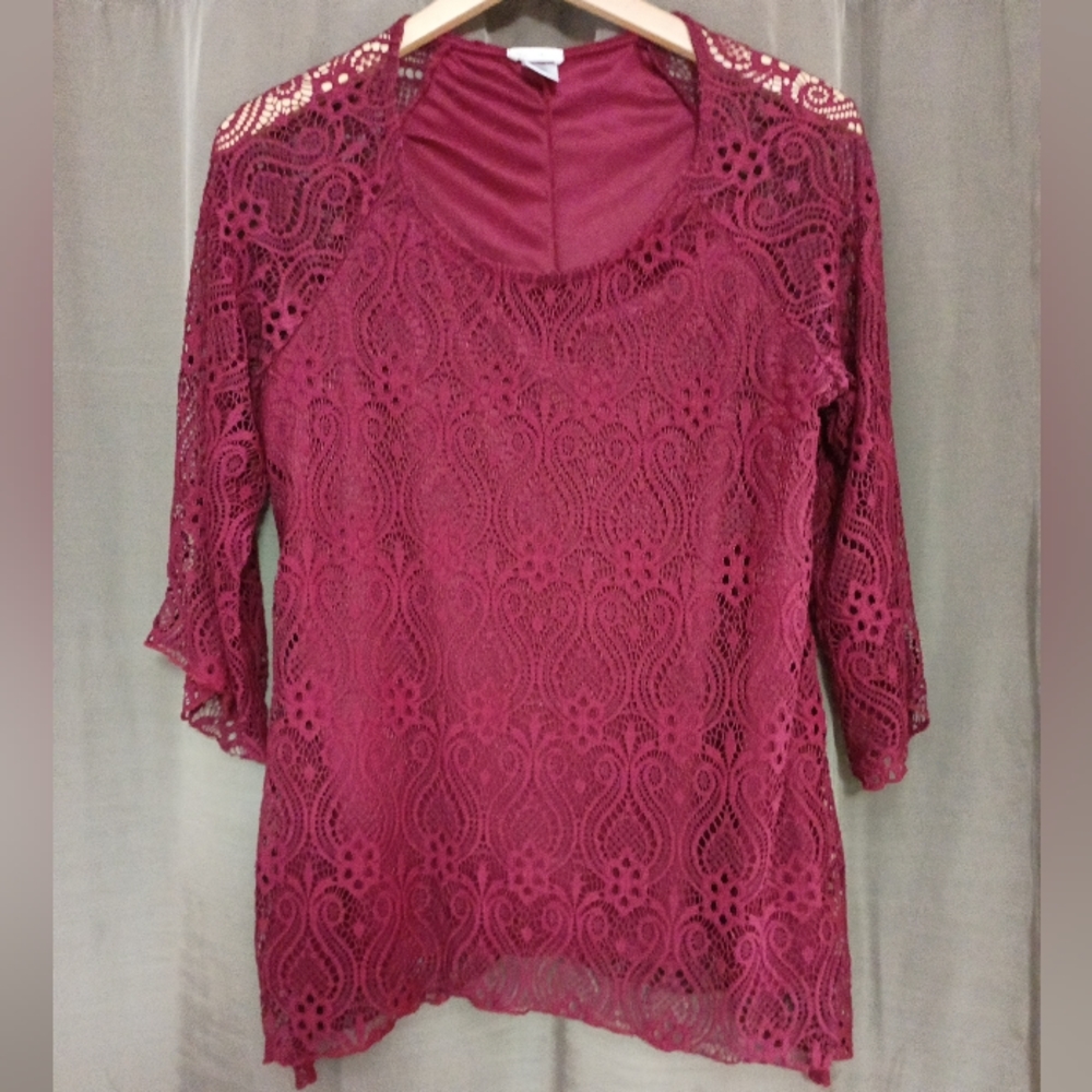 Brittany Black | Dressy Maroon Blouse | Large